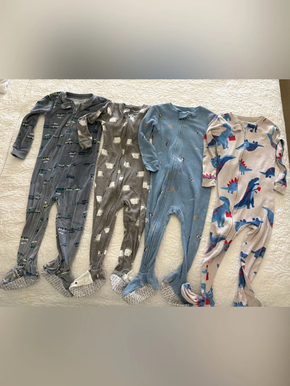 Baby Footed Sleepers - Blue & Gray Animal Prints (4-Pack)